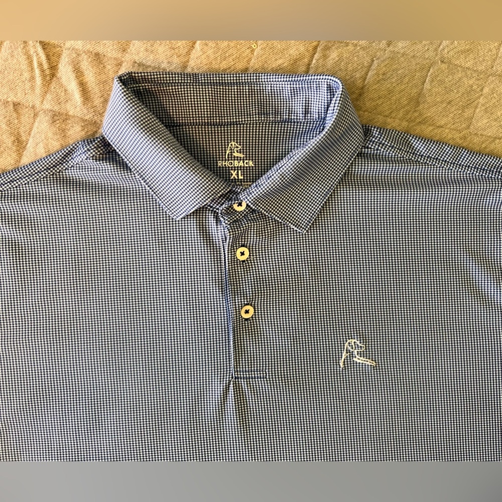 RHOBACK XL Men’s Blue Gingham Golf Polo Orig $98 Excellent Condition Worn 1x - Picture 4 of 9